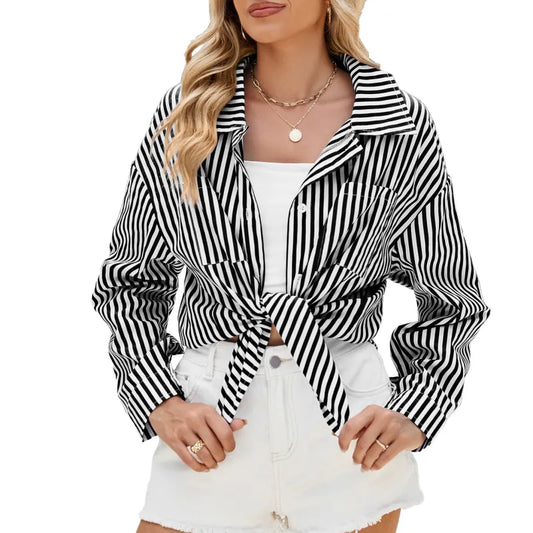 Stella | Casual Loose Striped Long Sleeve Blouse