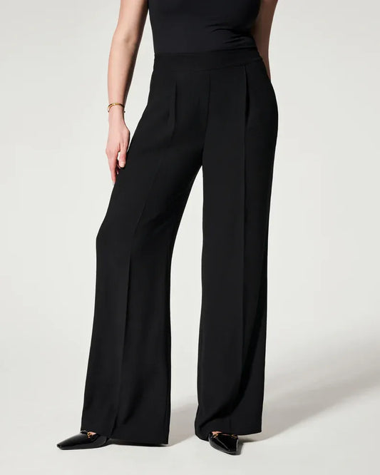 Pleated wide-leg pants for women