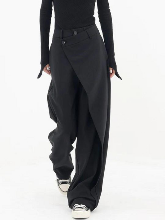 Asymmetric wide ladies' pants