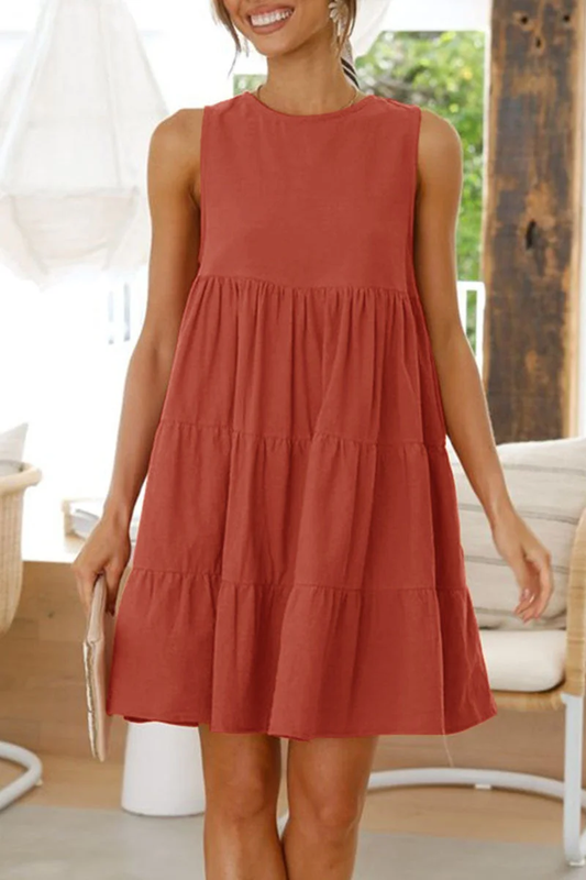 Kaylani - Round-neck princess dresses with trendy plain casual patches