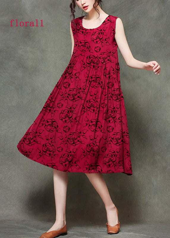 Mitchi - O-neck ruffled long sleeveless dresses
