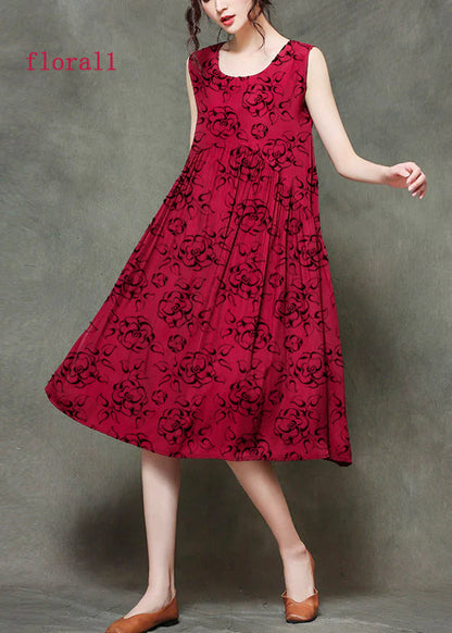 Mitchi - O-neck ruffled long sleeveless dresses