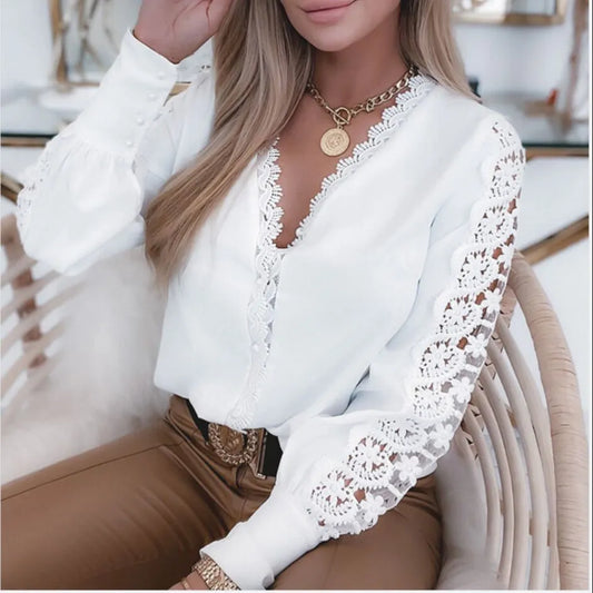 Grace - Elegant white blouse for women, style 2025