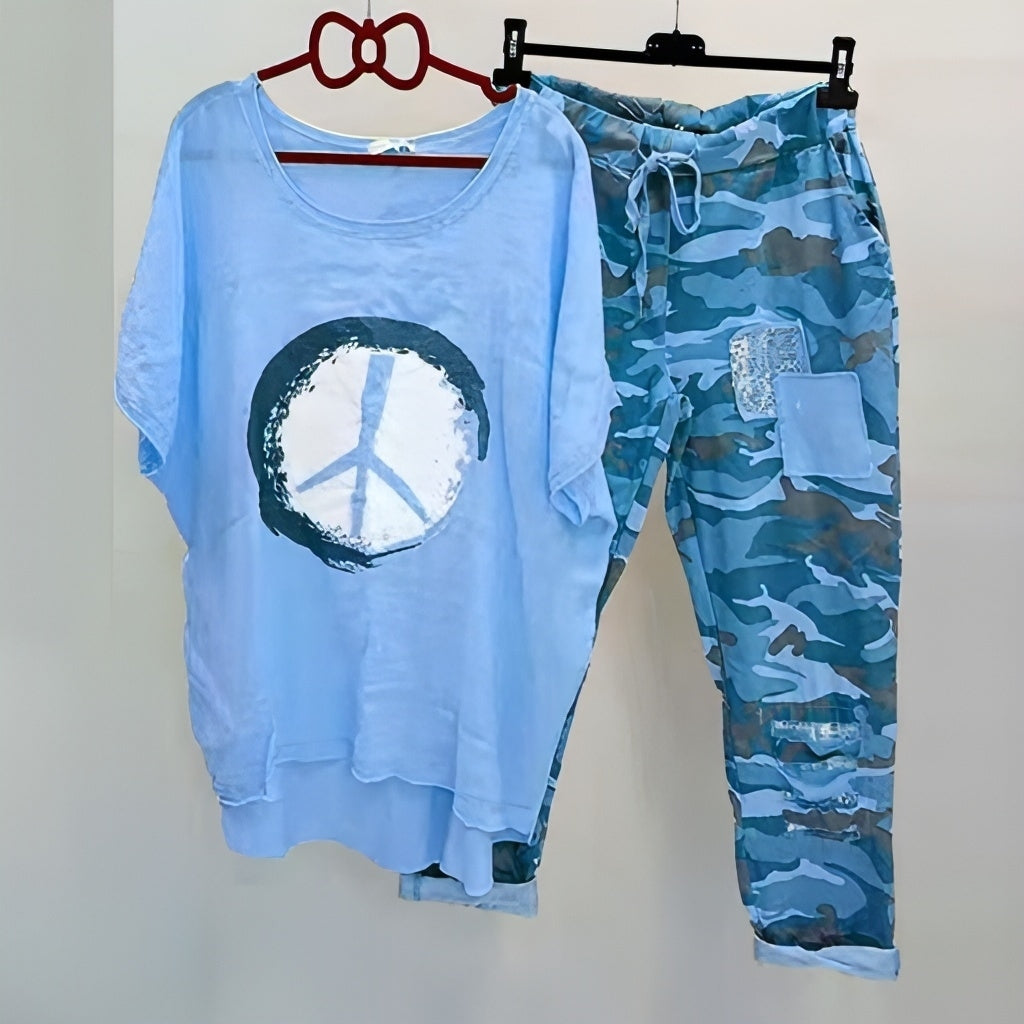 | Cool and airy shirt and pants set