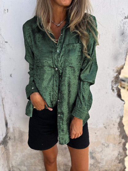 Metallic women's blouse with collar