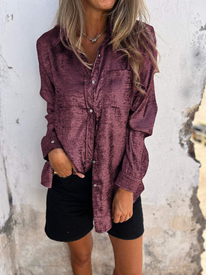 Metallic women's blouse with collar