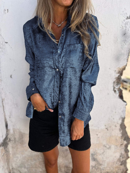 Metallic women's blouse with collar