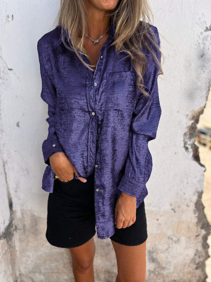 Metallic women's blouse with collar