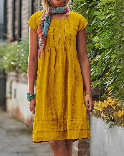 Maisie - Casual vintage plain linen dresses for women