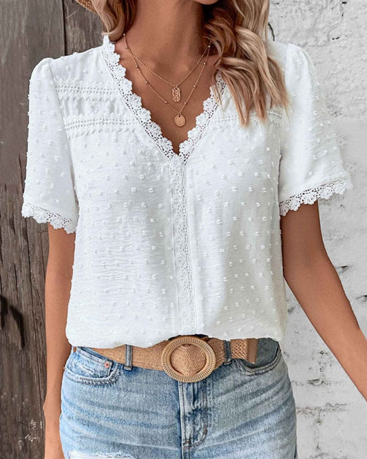 Patricia | Stylish Lace Blouse with V-Neck for Ladies