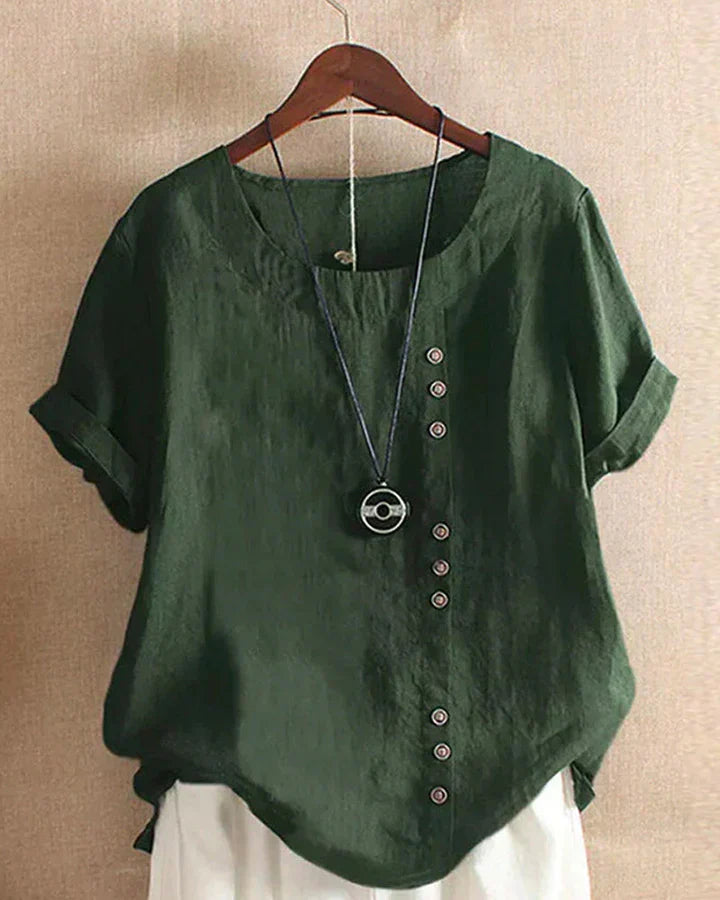 Carmella | Stylish Blouse with Round Neckline and Buttons