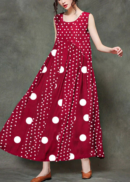 Mitchi - O-neck ruffled long sleeveless dresses
