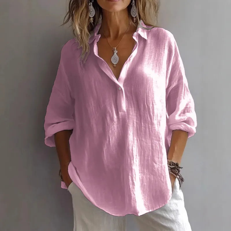 Elena | Chic Fashion Lapel Long-Sleeve Blouse