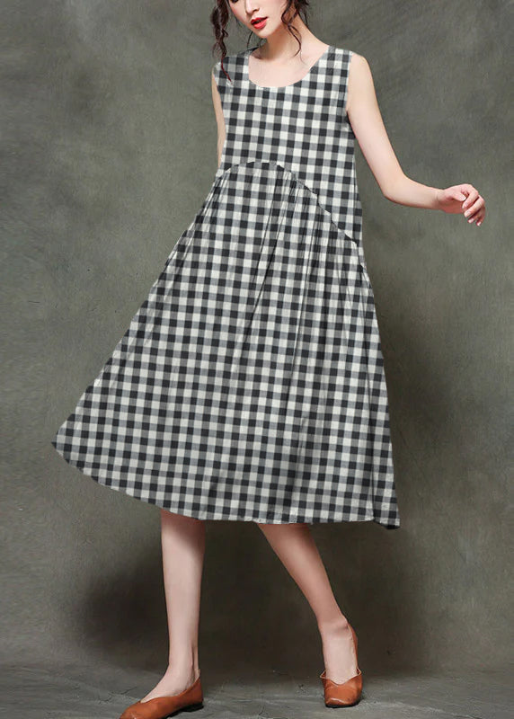 Mitchi - O-neck ruffled long sleeveless dresses