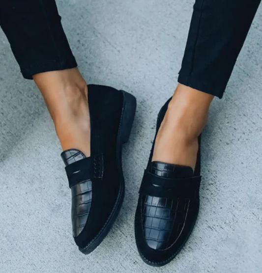 Solid Leather Flat Boot with Round Toe