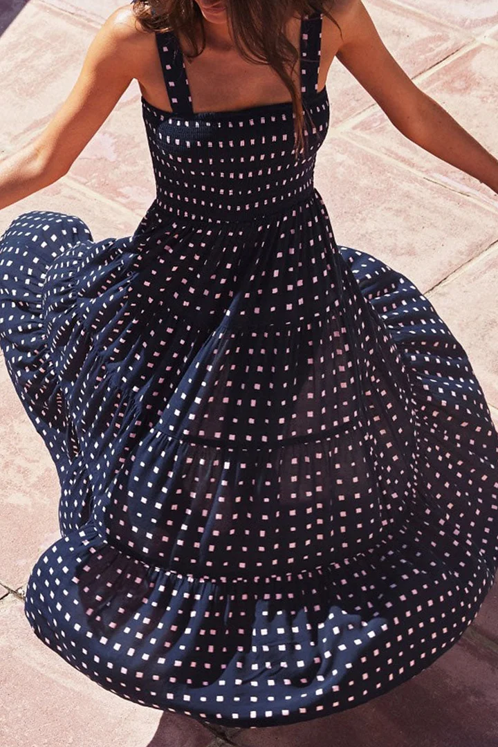 Rhea - Printed dresses with thin straps and urban fashion patches.