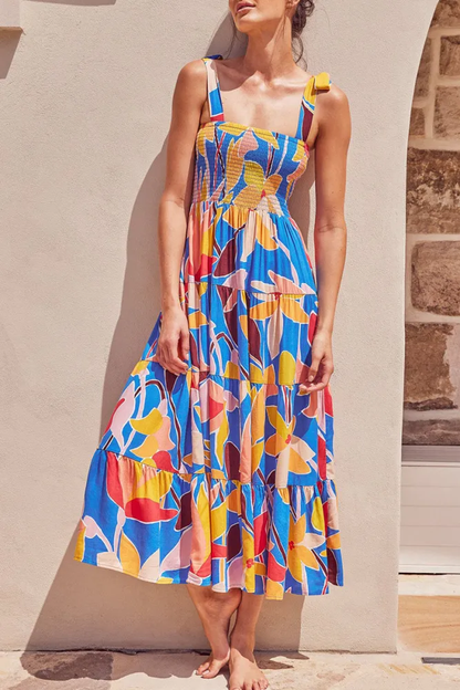 Brigitta - Printed dresses with thin straps and trendy bohemian prints.