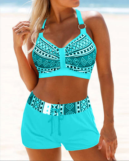 Manouk - High-waisted geometric pattern bikini