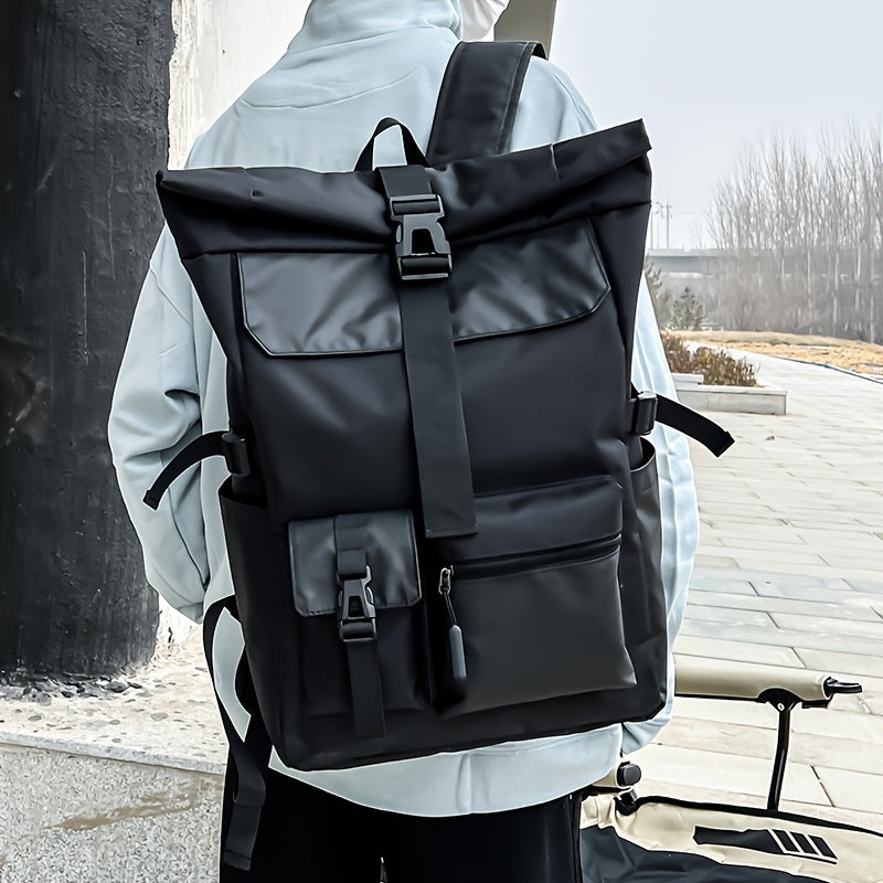 Liam | Trendy Waterproof Travel Bag Laptop Rolltop Backpack-Elly Rose