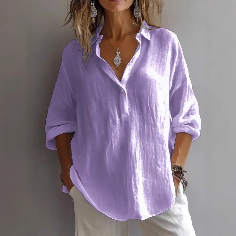 Elena | Chic Fashion Lapel Long-Sleeve Blouse