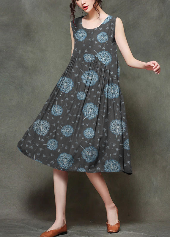 Mitchi - O-neck ruffled long sleeveless dresses