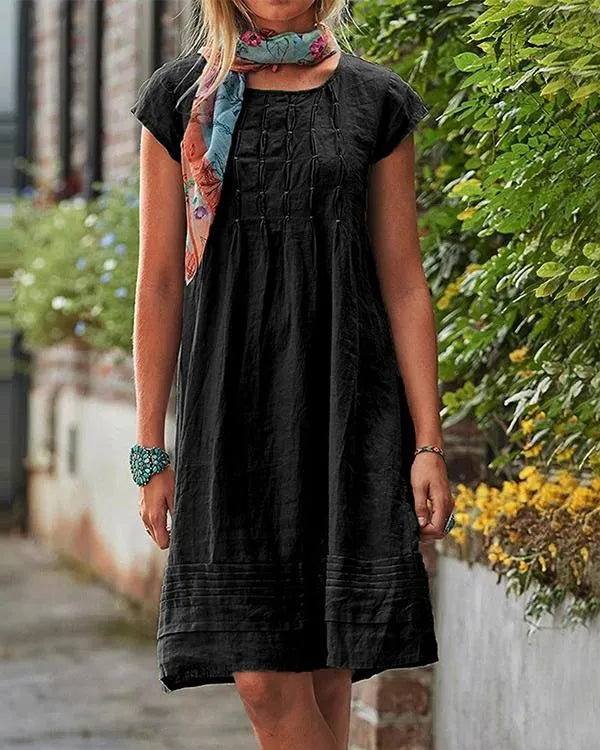 Maisie - Casual vintage plain linen dresses for women