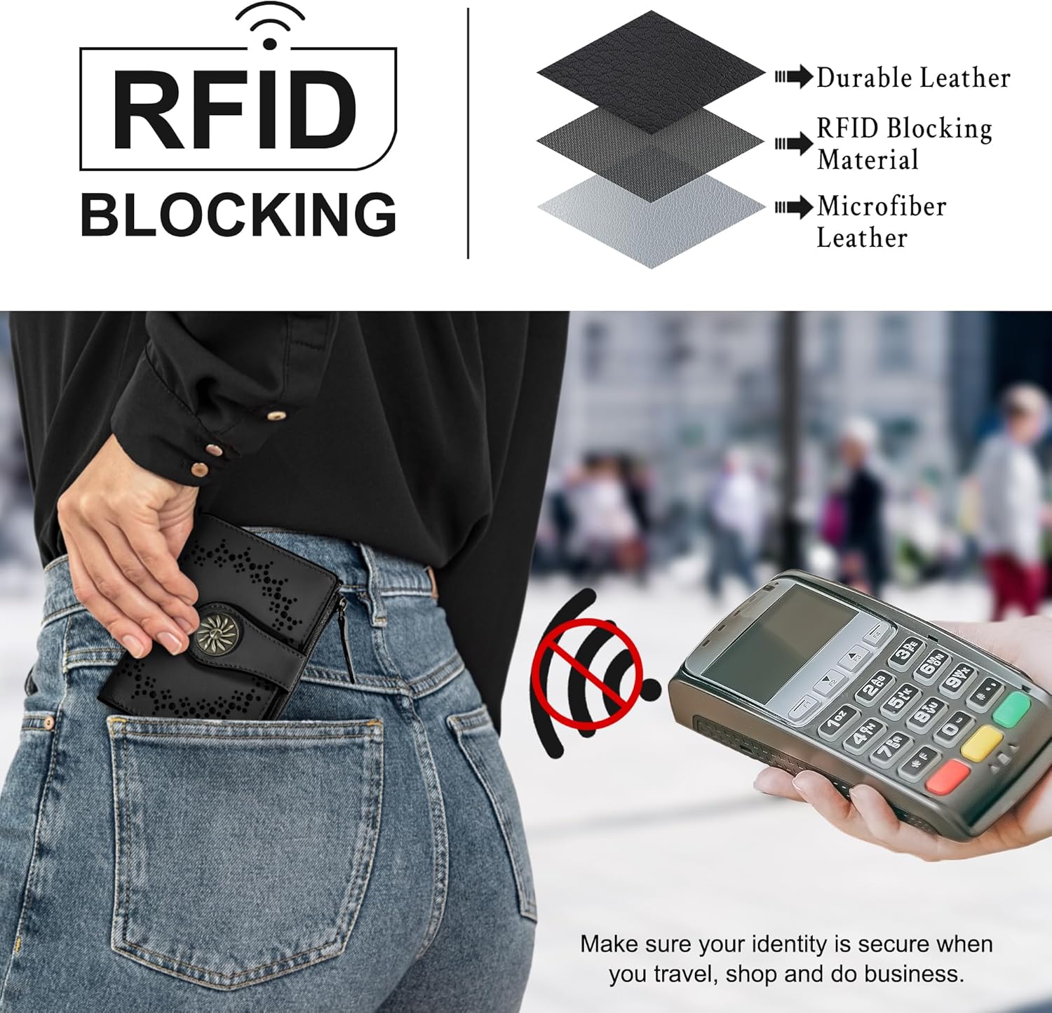 Women's RFID wallet with zip pocket - Claire-Elly Rose