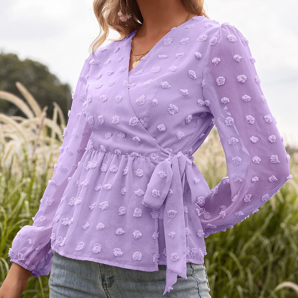 Anita Women's Jacquard Lace V-Neck Spring Blouse