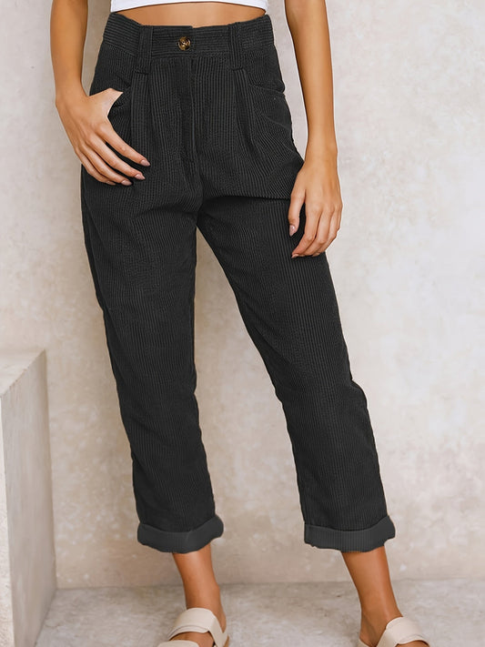 Straight-leg corduroy pants for women
