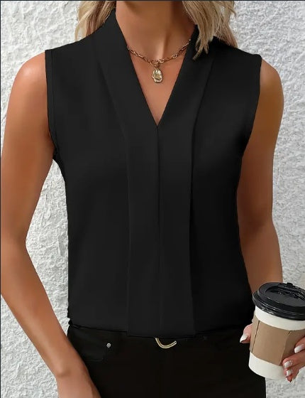 Sina - Elegant sleeveless V-neck blouse for women