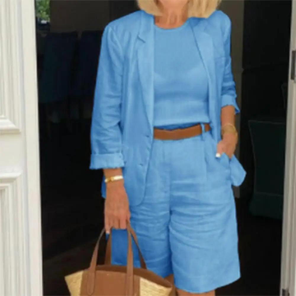Amelie - Luxury Blazer and Short Pants Women's Cotton Set