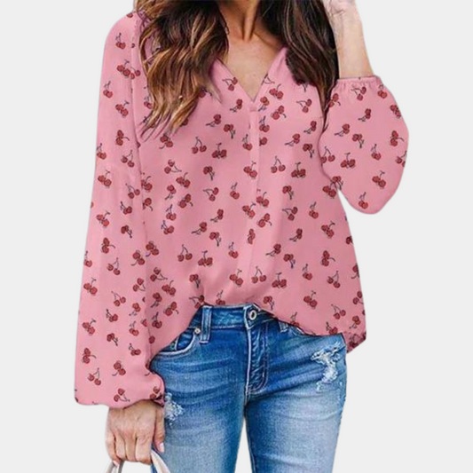 Auizia - Chic women's cherry print blouse.