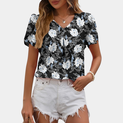 Aurelia - Elegant women's V-neck blouse.