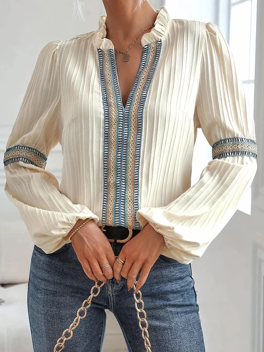 Women's blouse with lace trim