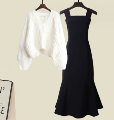 Amelia - High-quality two-piece knit set with sweater and mermaid dress for women