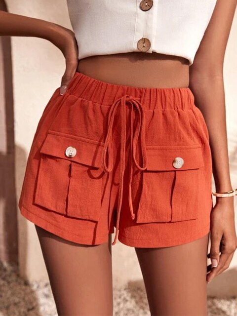 ALISHA - Casual cargo shorts with elastic waistband