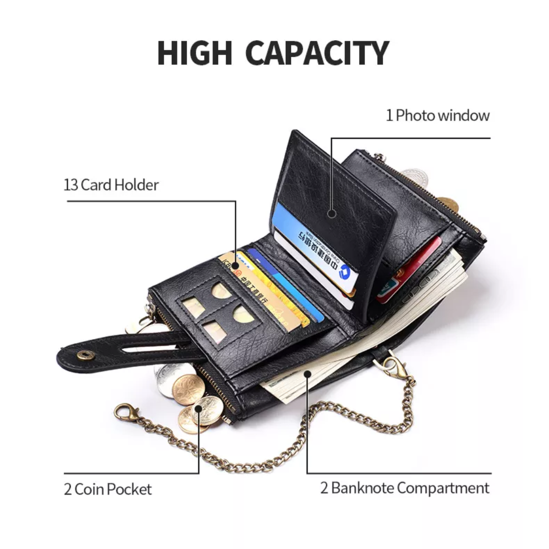Retro leather wallet | With cool chain!-Elly Rose