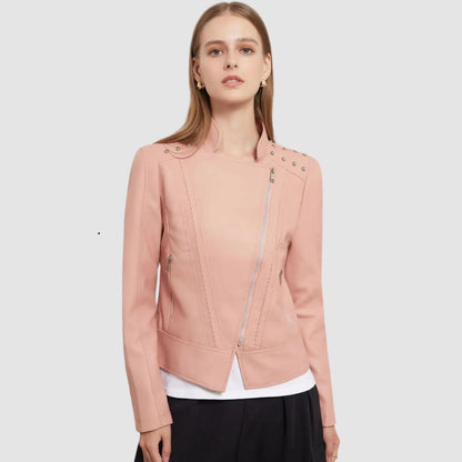 Stylish slim leather jacket - Doutzen