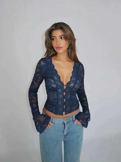 Carina - Modern fashion Lace top Blouse