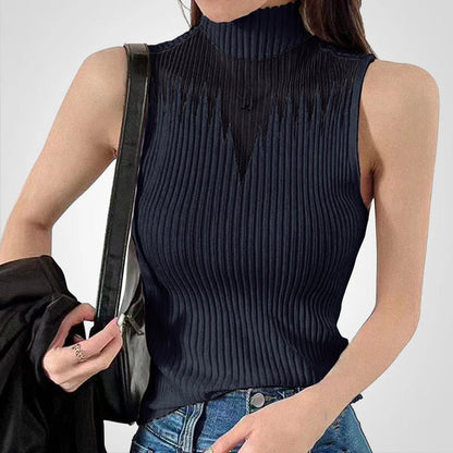 Charlotte - Transparent mesh crop top with straps around the neck