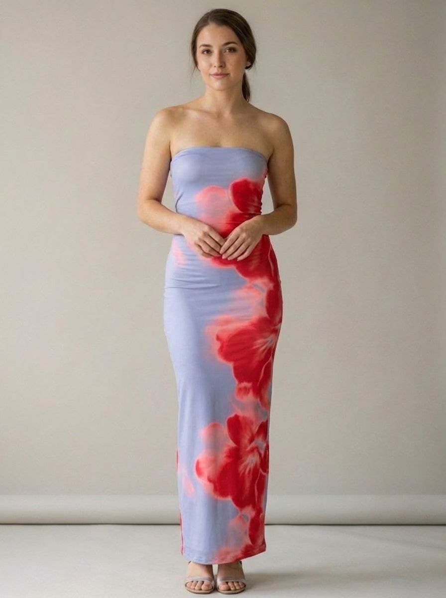 Elina | Slim Tube Maxi Dress with Side Slit