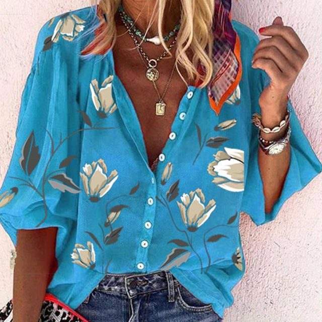 Blouse Ladies - Floral Print - Airy and Comfortable - Ideal for Sunny Days