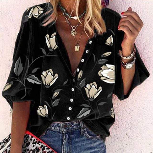 Blouse Ladies - Floral Print - Airy and Comfortable - Ideal for Sunny Days
