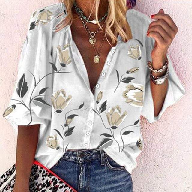 Blouse Ladies - Floral Print - Airy and Comfortable - Ideal for Sunny Days