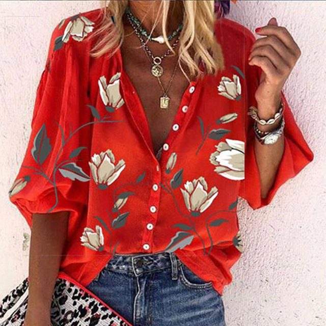 Blouse Ladies - Floral Print - Airy and Comfortable - Ideal for Sunny Days