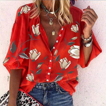 Blouse Ladies - Floral Print - Airy and Comfortable - Ideal for Sunny Days