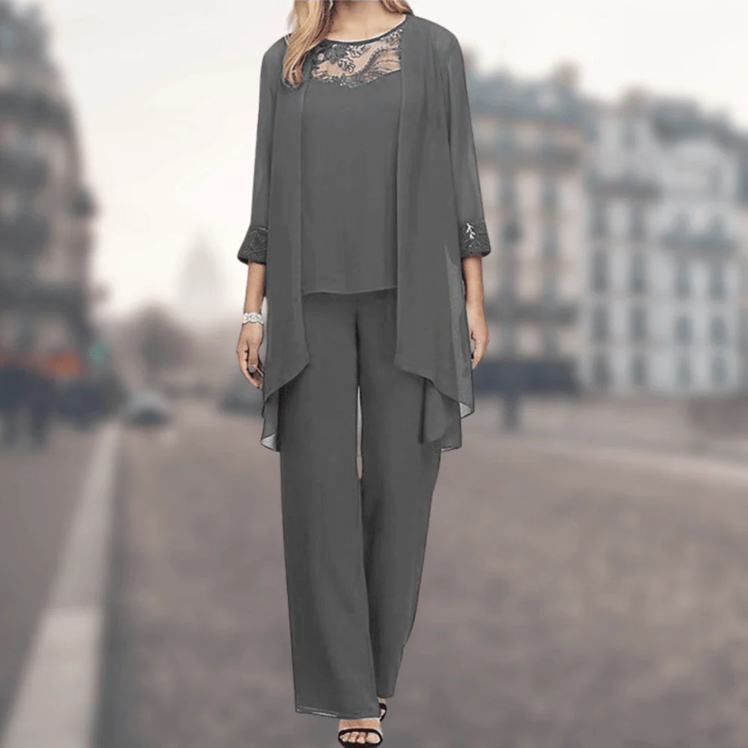 Elegant three-piece cardigan set - Constanz