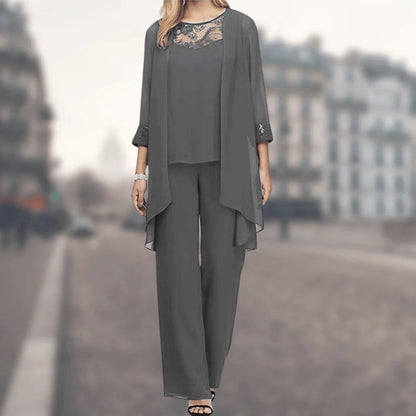 Elegant three-piece cardigan set - Constanz