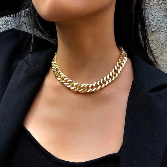 Golden Chain Necklace | Stainless Steel, so does not discolor