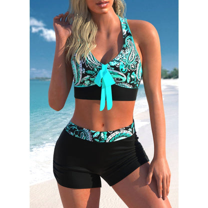 Ea | high neck top and high waist shorts Swimsuit 2 pieces